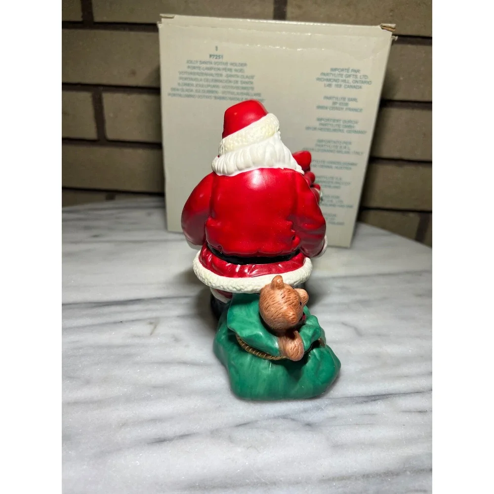 VTG PartyLite Jolly Santa Votive Holder Ceramic Hinged Gift Box Christmas - Picture 7 of 11